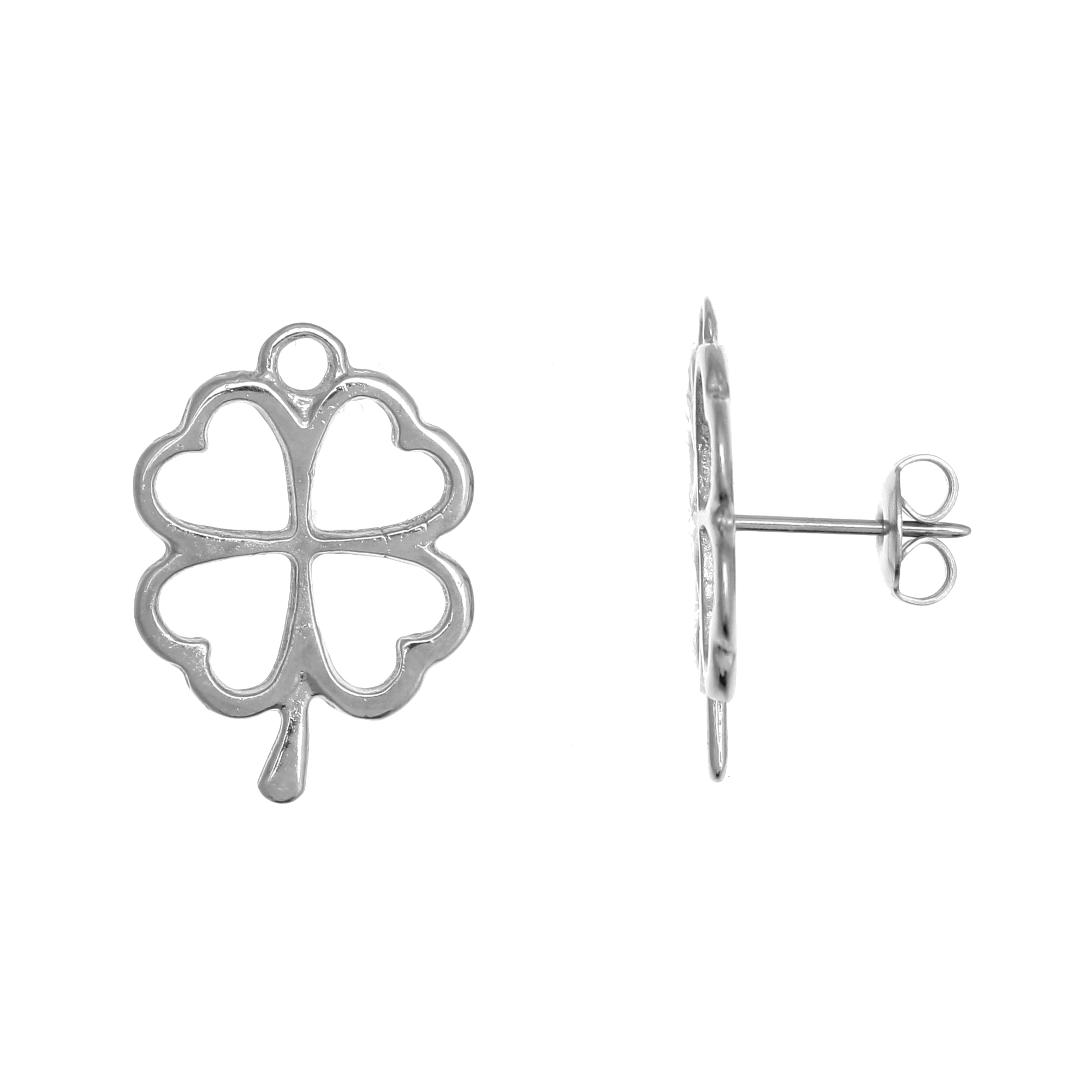 Perno a forma di quadrifoglio, forato, 24x16 mm.