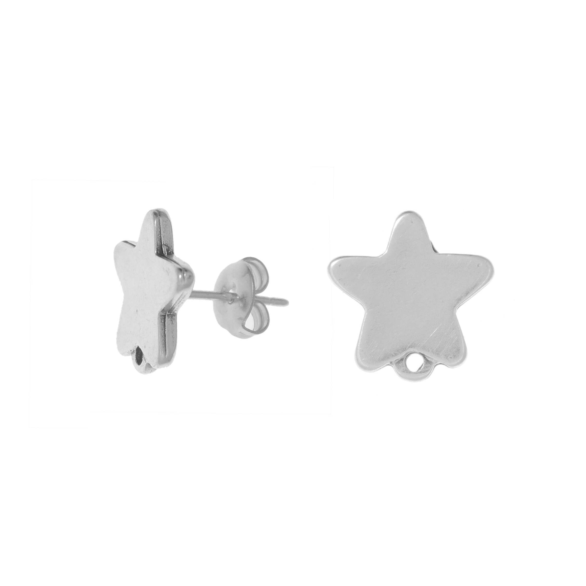 Perno a forma di Stella, 14x14 mm., con un anellino chiuso sotto