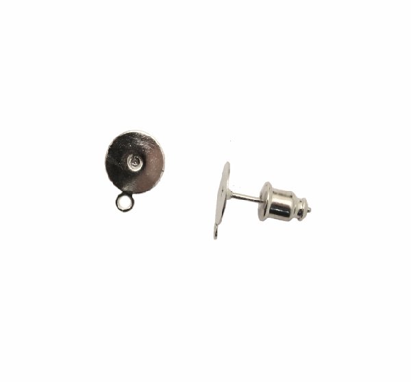 Perno tondo piatto liscio da incollo, diametro 13 mm., con un anellino chiuso sotto, CONF.2 PZ