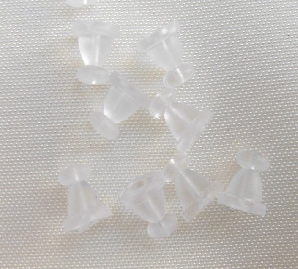 Fermino per orecchino in gomma, 6x5 mm.