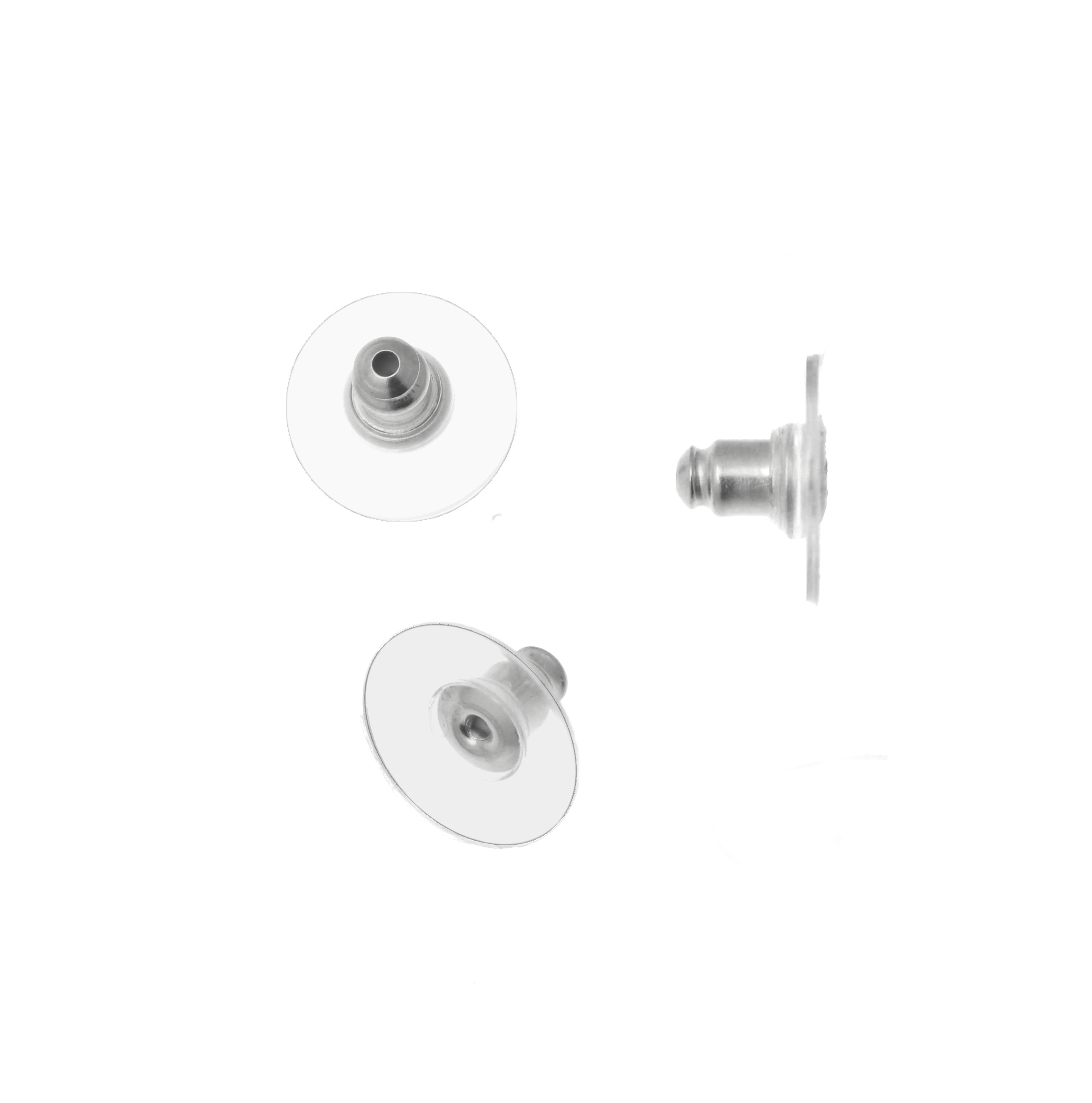 Fermino per orecchino, con cerchio finale trasparente di supporto, 12x7 mm., CONF.6 PZ