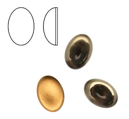 Cabochon ovale liscio, in cristallo, colore GRIGIO FUME'