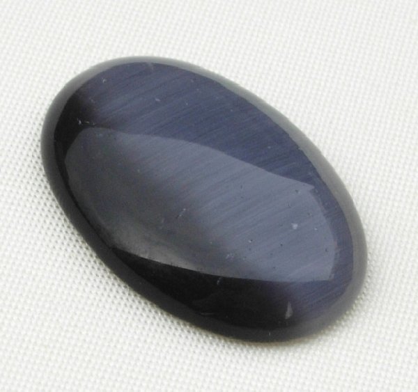 Cabochon ovale liscio, in cristallo, colore GRIGIO SCURO (OCCHIO DI GATTO)
