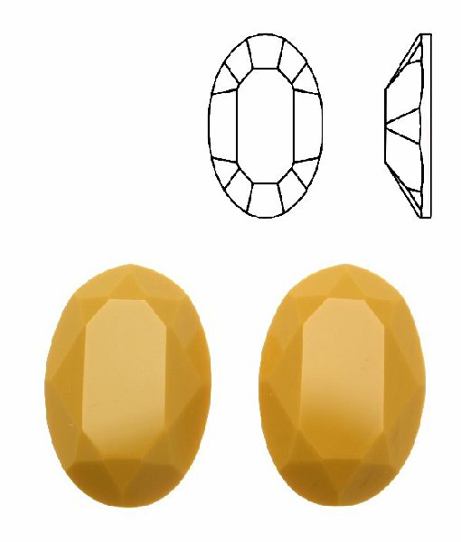 Cabochon ovale sfaccettato, in cristallo, colore GIALLO OPACO