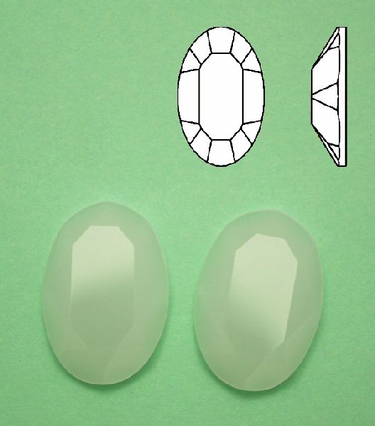 Cabochon ovale sfaccettato, in cristallo, colore BIANCO OPALE