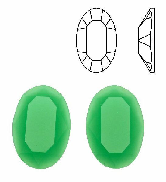 Cabochon ovale sfaccettato, in cristallo, colore VERDE OPALE