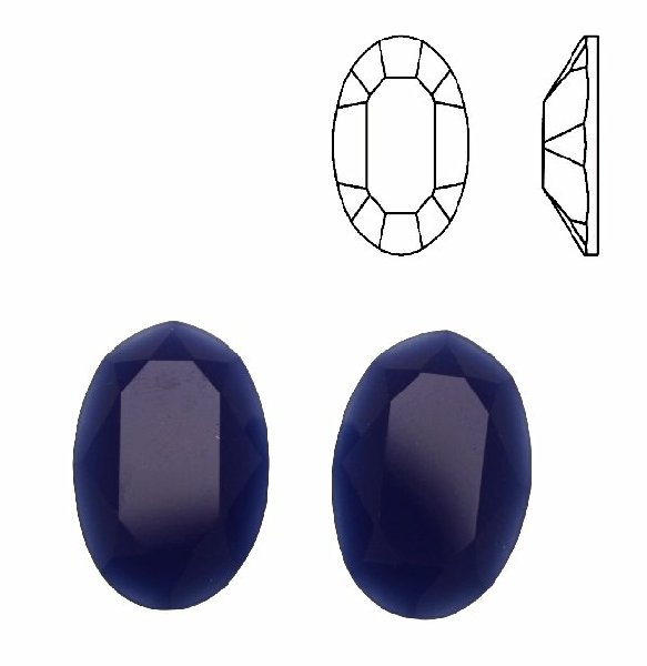 Cabochon ovale sfaccettato, in cristallo, colore BLU ELETTRICO OPALE