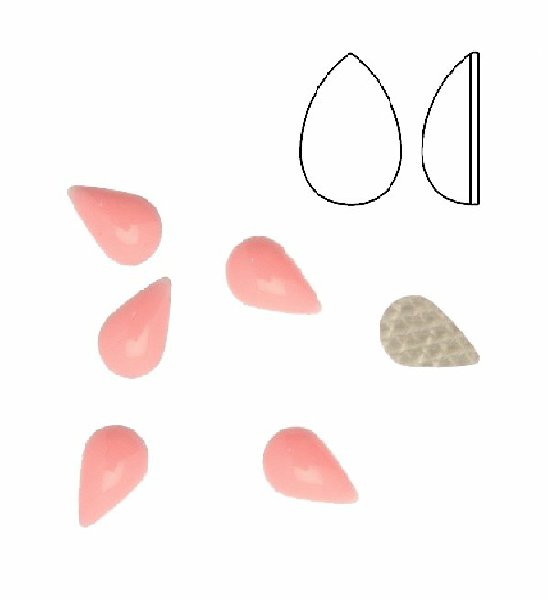 Cabochon a goccia liscia, termoadesivo, in resina, colore ROSA BABY