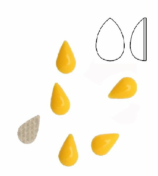 Cabochon a goccia liscia, termoadesivo, in resina, colore GIALLO OCRA