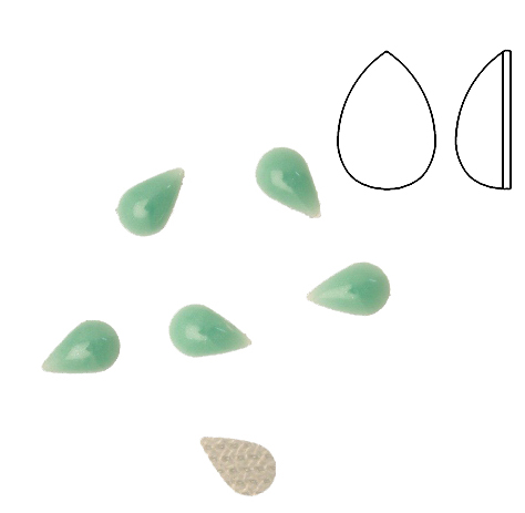 Cabochon a goccia liscia, termoadesivo, in resina, colore VERDE ACQUA PERLATO