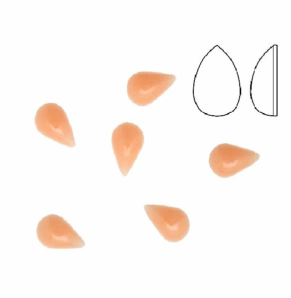 Cabochon a goccia liscia, termoadesivo, in resina, colore ROSA SALMONE PERLATO