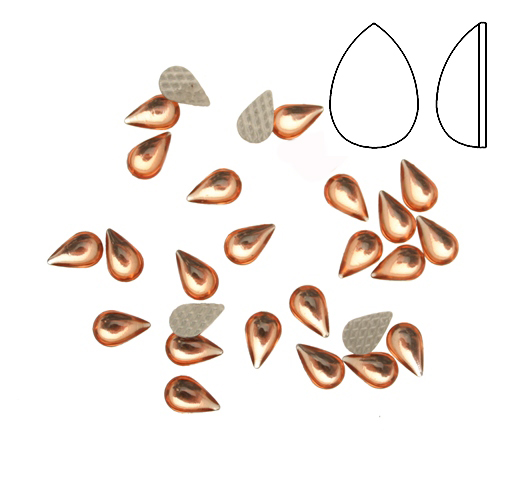 Cabochon a goccia liscia, termoadesivo, in resina, colore ROSA SALMONE TRASPARENTE