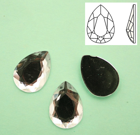 Cabochon a goccia sfaccettata, in resina, colore CRYSTAL