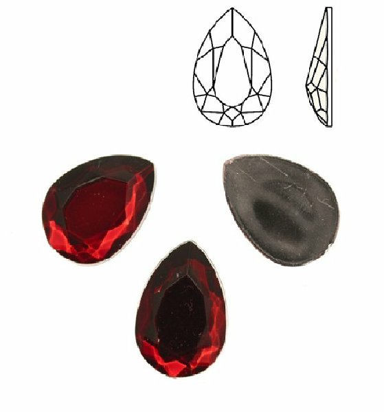 Cabochon a goccia sfaccettata, in resina, colore ROSSO SCURO