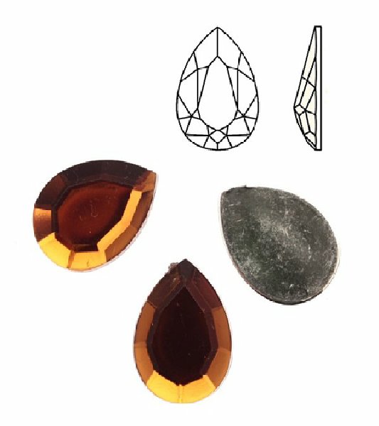 Cabochon a goccia sfaccettata, in resina, colore MARRONE