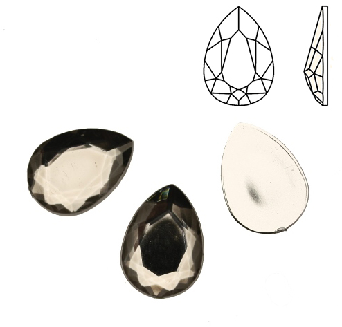 Cabochon a goccia sfaccettata, in resina, colore GRIGIO