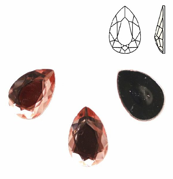 Cabochon a goccia sfaccettata, in resina, colore ROSA