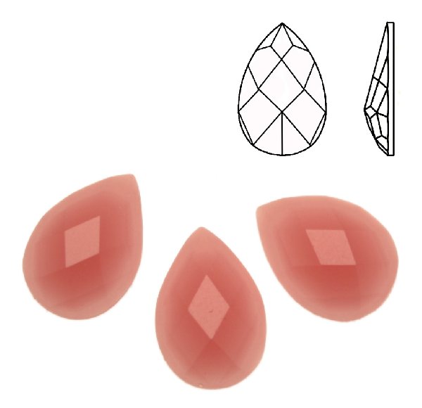 Cabochon a goccia sfaccettata, in resina, colore ROSA MEDIO