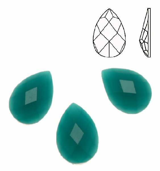 Cabochon a goccia sfaccettata, in resina, colore VERDE PETROLIO