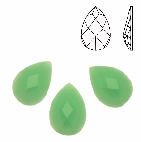 Cabochon a goccia sfaccettata, in resina, colore VERDE CHIARO