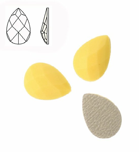 Cabochon a goccia sfaccettata, termoadesivo, in resina, colore GIALLO PASTELLO