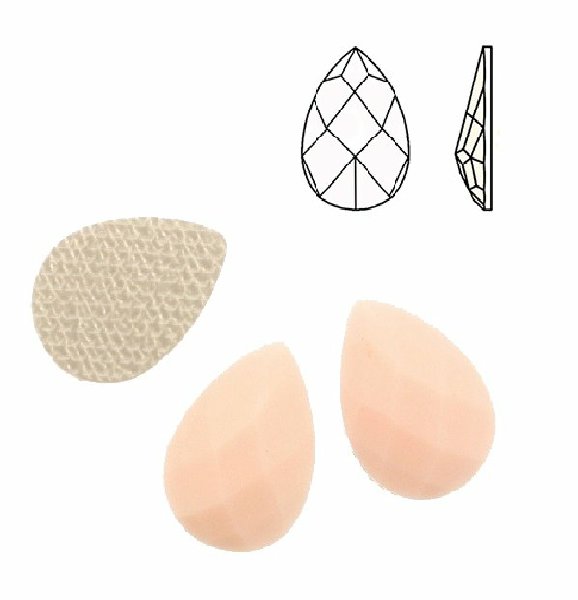 Cabochon a goccia sfaccettata, termoadesivo, in resina, colore ROSA PASTELLO