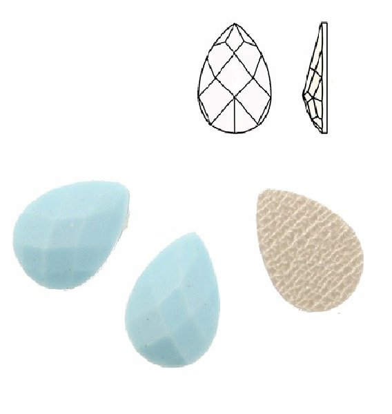 Cabochon a goccia sfaccettata, termoadesivo, in resina, colore AZZURRO PASTELLO
