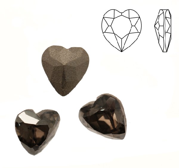 Gemma a cuore, in cristallo, colore SILVER SHADE