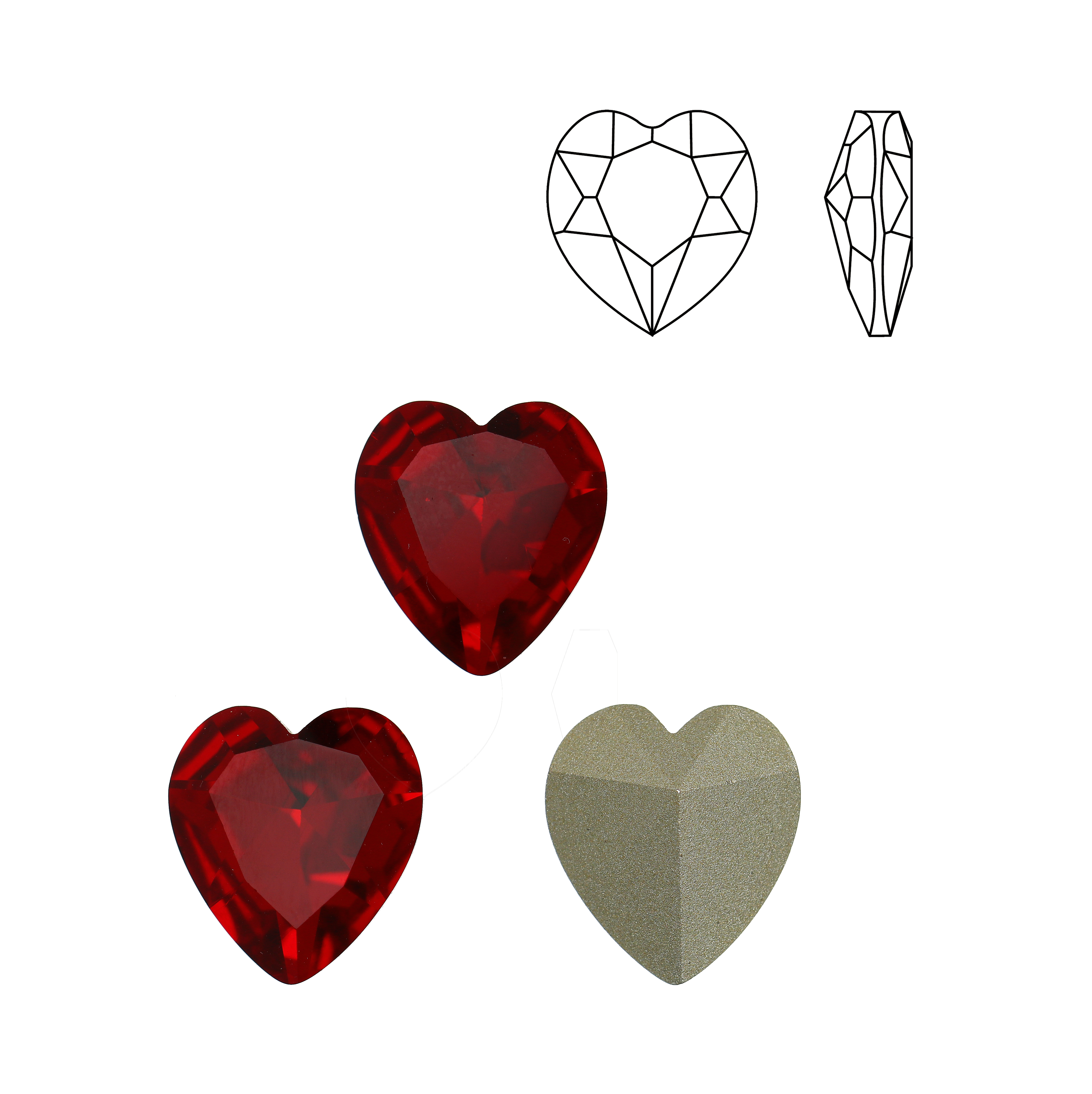 Gemma a cuore, in cristallo, colore LIGHT SIAM