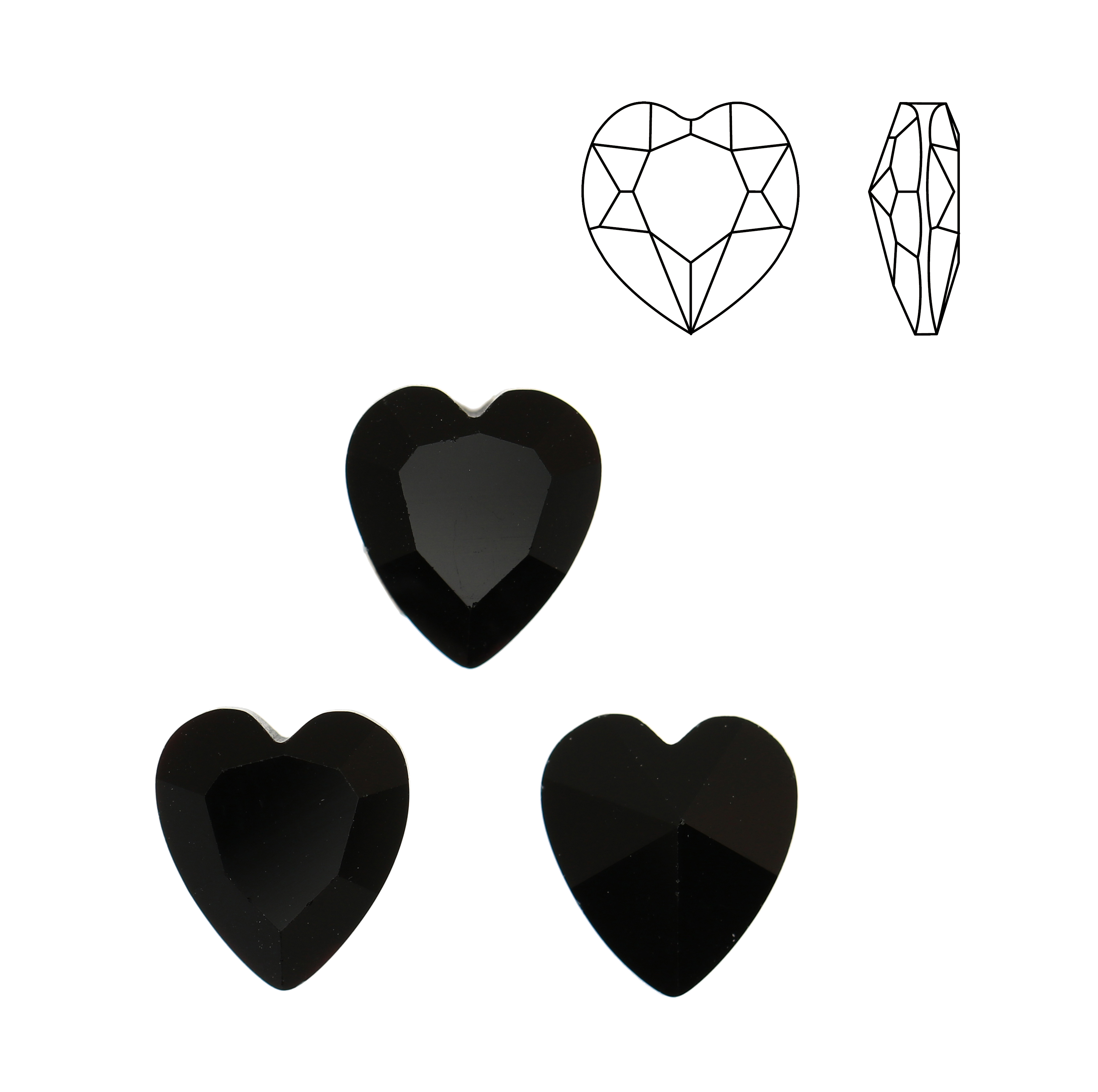 Gemma a cuore, in cristallo, colore NERO