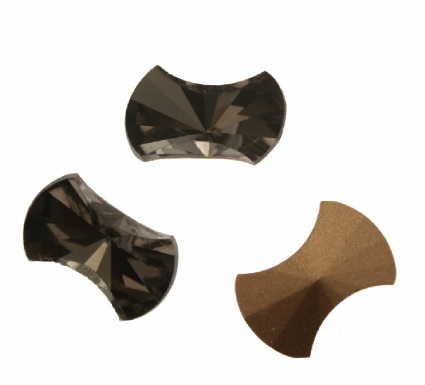 Gemma a fiocco, piatta sopra, in cristallo, colore BLACK DIAMOND