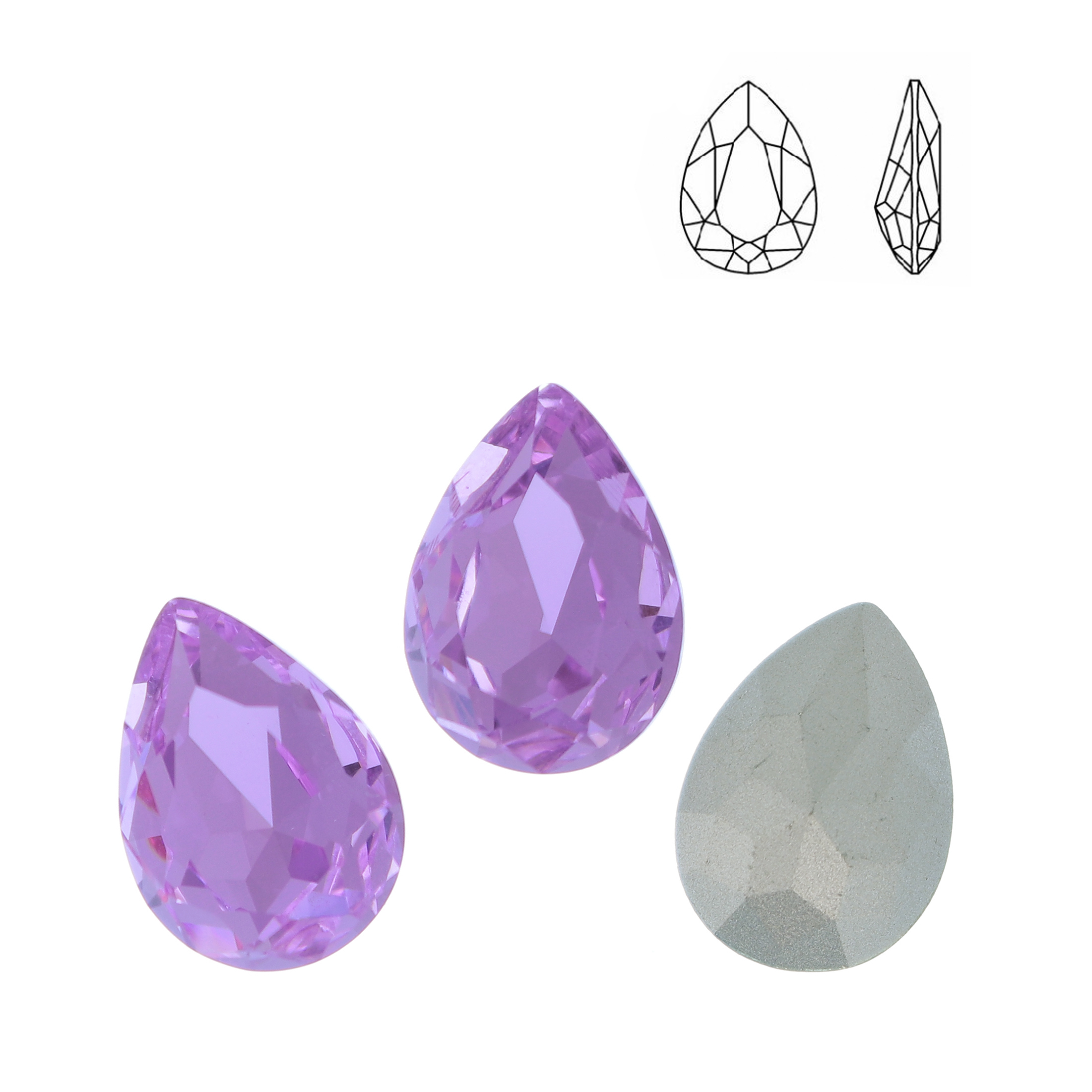 Gemma a goccia sfaccettata, in cristallo, colore VIOLET