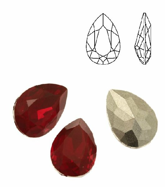 Gemma a goccia sfaccettata, in plexiglass, colore ROSSO OPAL