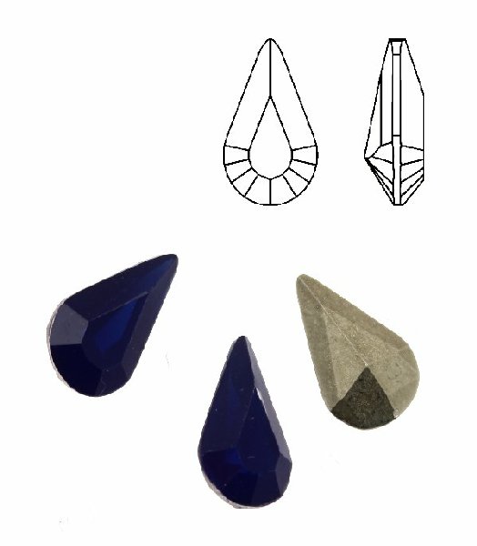 Gemma a goccia sfaccettata, in plexiglass, colore BLU OPAL
