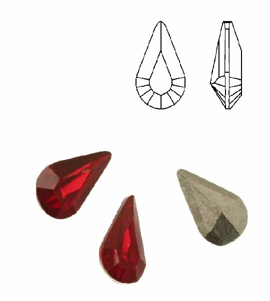 Gemma a goccia sfaccettata, in plexiglass, colore ROSSO OPAL