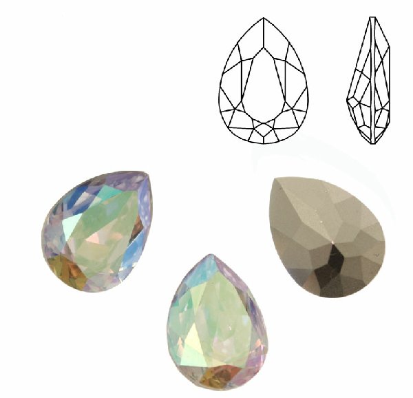 Gemma a goccia sfaccettata, in resina, colore CRYSTAL AB