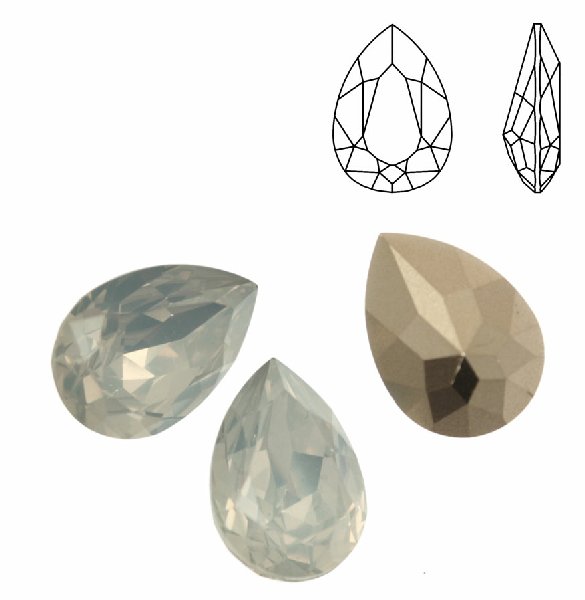 Gemma a goccia sfaccettata, in resina, colore WHITE OPAL