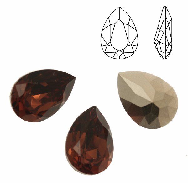 Gemma a goccia sfaccettata, in resina, colore SMOKED TOPAZ