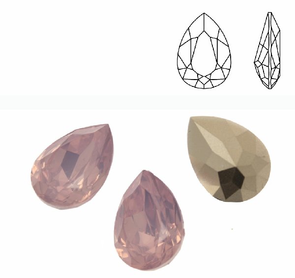 Gemma a goccia sfaccettata, in resina, colore ROSE WATER OPAL