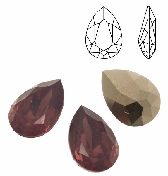 Gemma a goccia sfaccettata, in resina, colore CYCLAMEN OPAL