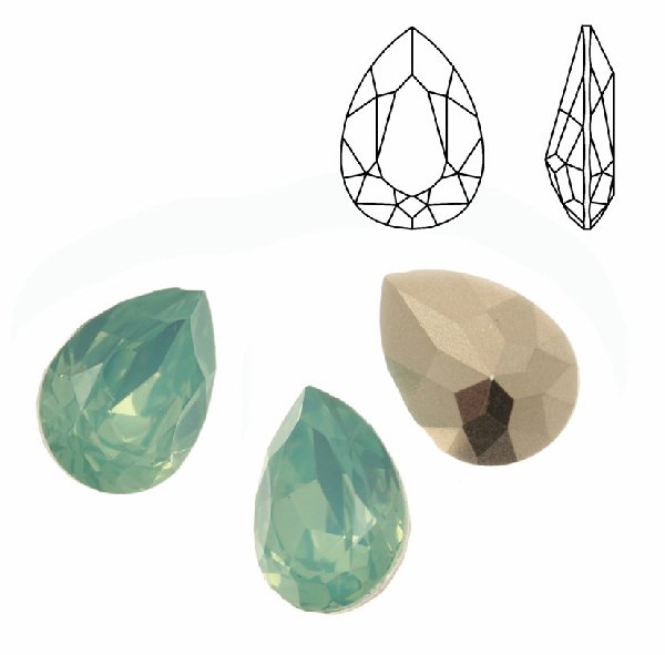 Gemma a goccia sfaccettata, in resina, colore PACIFIC OPAL