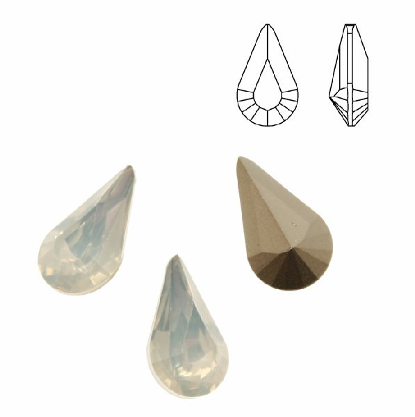 Gemma a goccia sfaccettata, in resina, colore WHITE OPAL