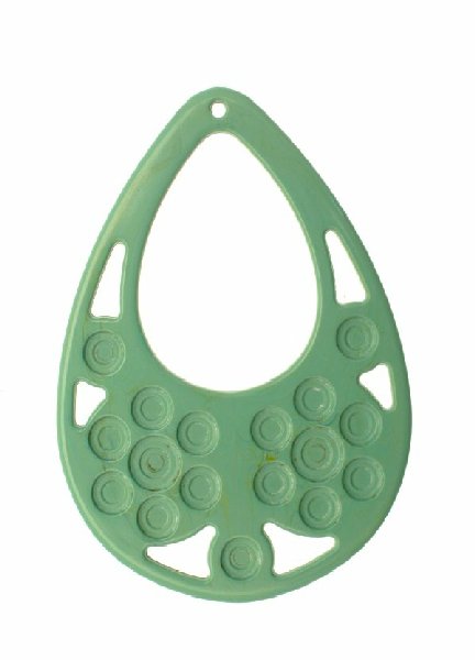 Filigrana a goccia, in resina, 57x77 mm., color Verde tiffany