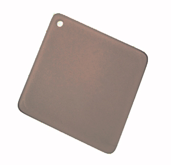 Rombo incurvato liscio con foro in alto, in resina, 44x48 mm., color Grigio scuro opale