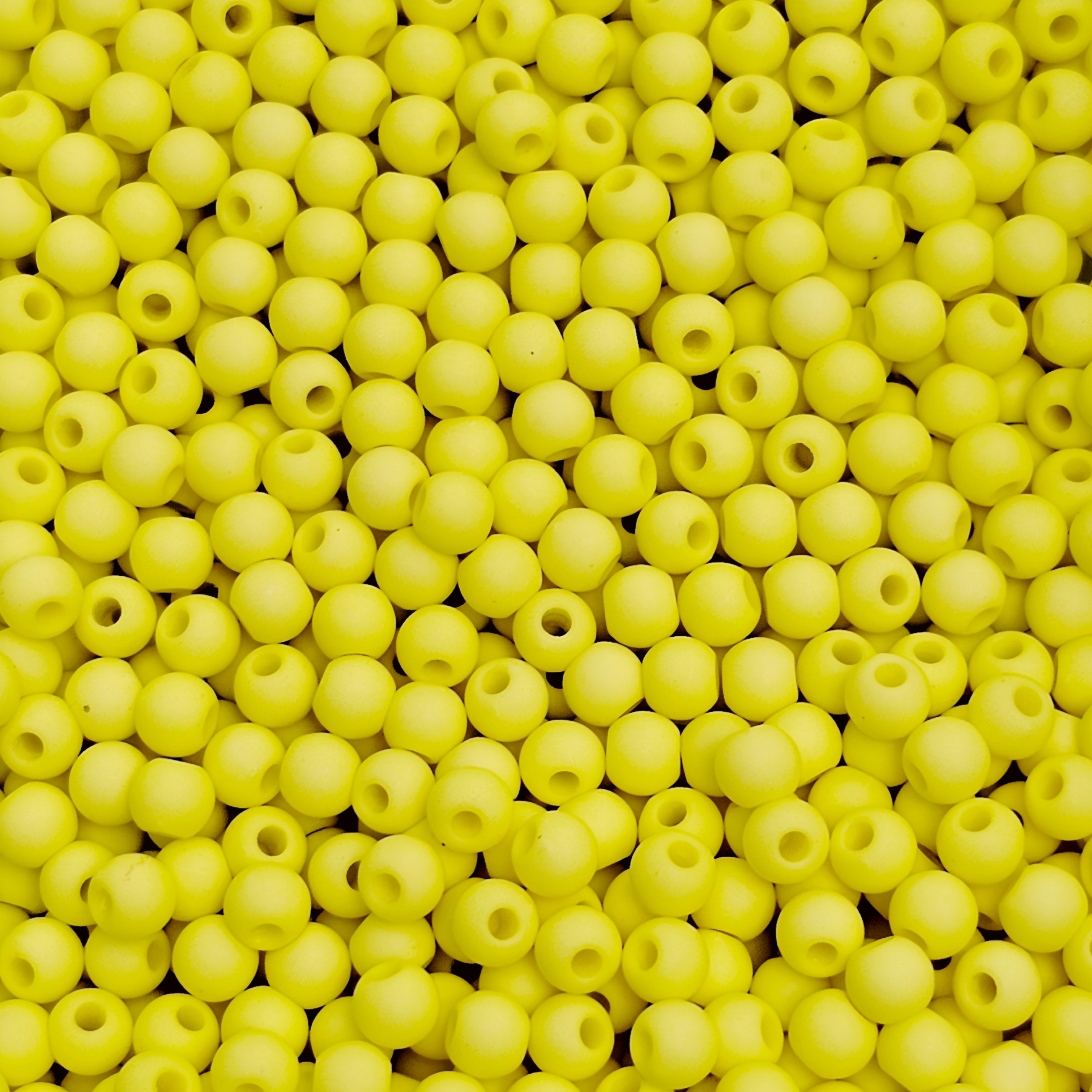 Confezione da 150 pezzi di Palline lisce opache in resina, da 4 mm., colore Giallo Fluo