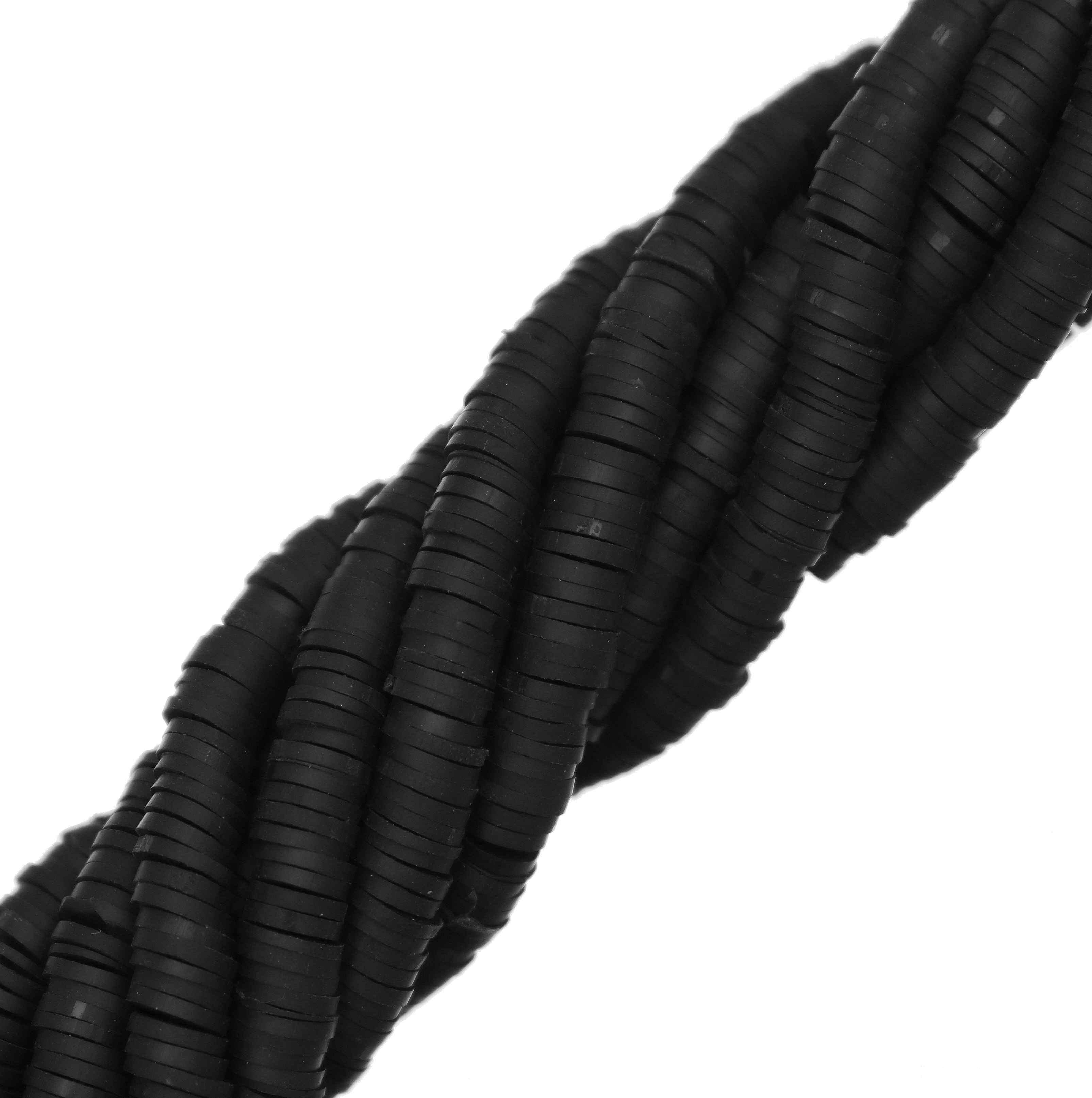 Filo di rondelle in pasta polimerica, 6x1 mm., lunghezza filo 40-41 cm., colore NERO