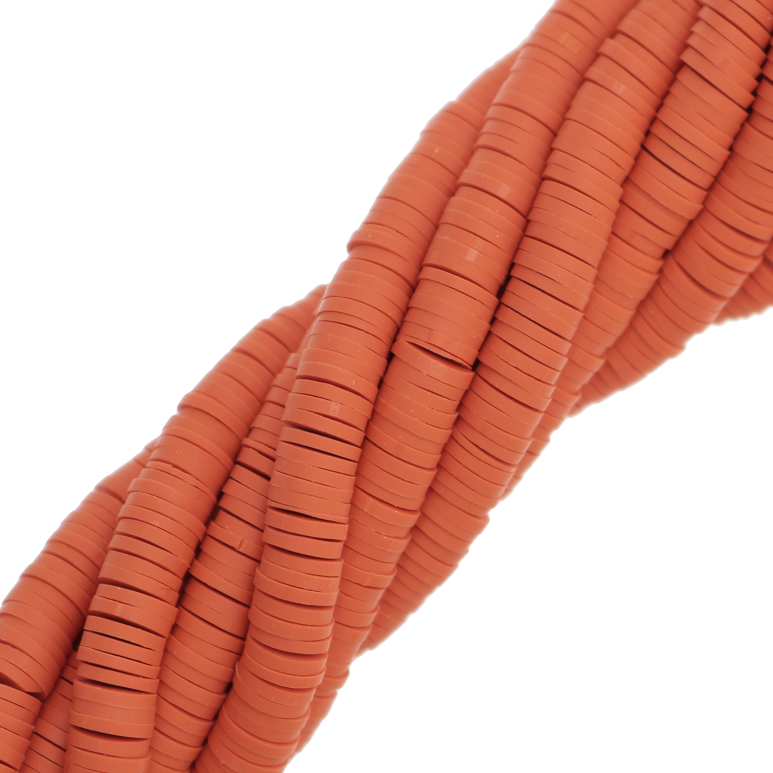 Filo di rondelle in pasta polimerica, 6x1 mm., lunghezza filo 40-41 cm., colore ARANCIONE SCURO