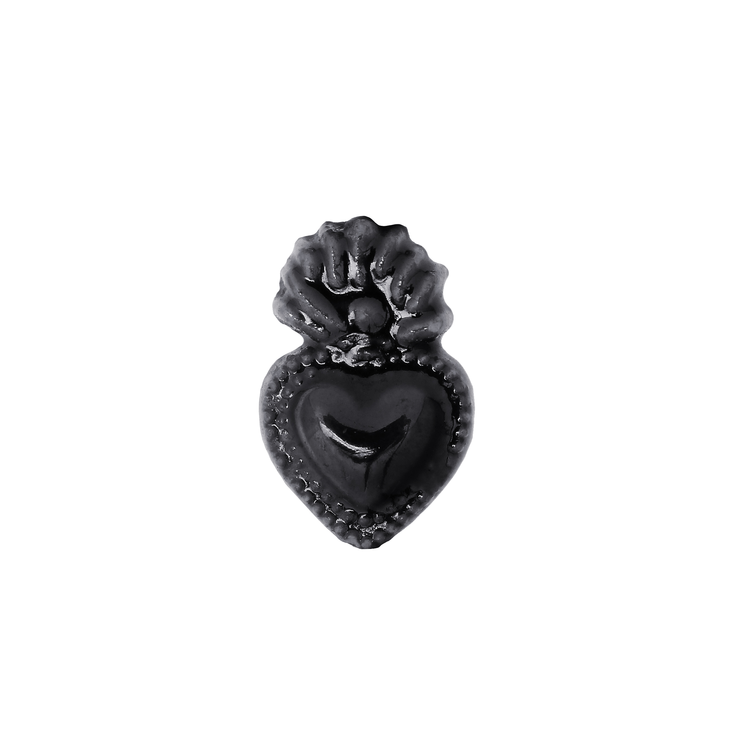 Cuore Sacro, in ceramica, con effetto perlato, 16x11 mm., colore Nero