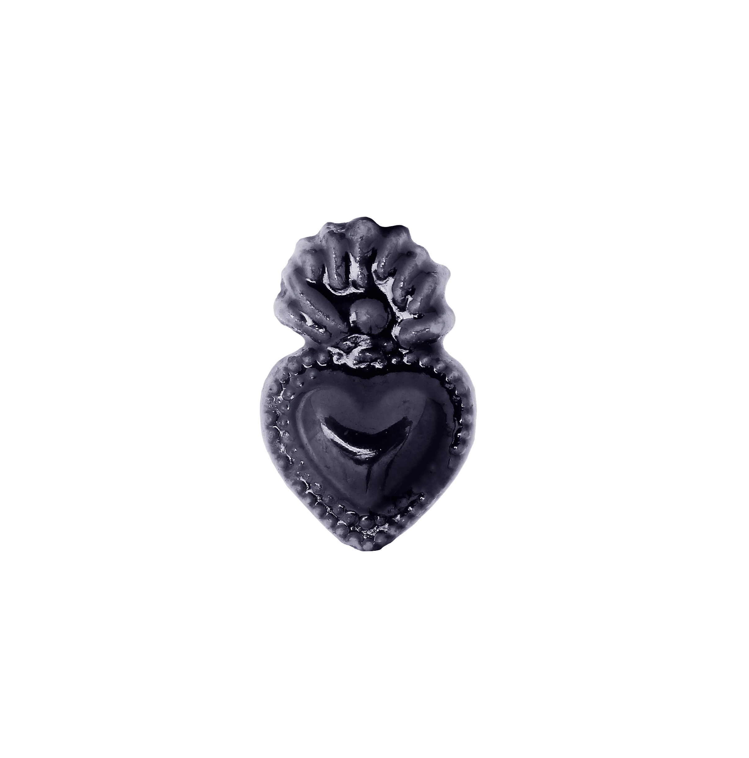 Cuore Sacro, in ceramica, con effetto perlato, 16x11 mm., colore Antracite