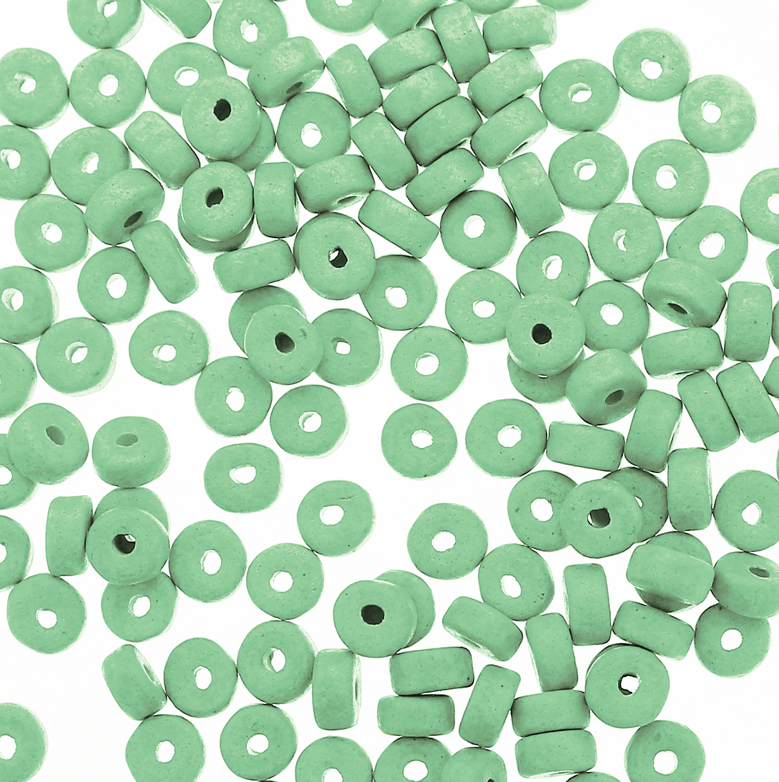Rondella in Ceramica, piatta, 5x3 mm., colore Verde Acqua